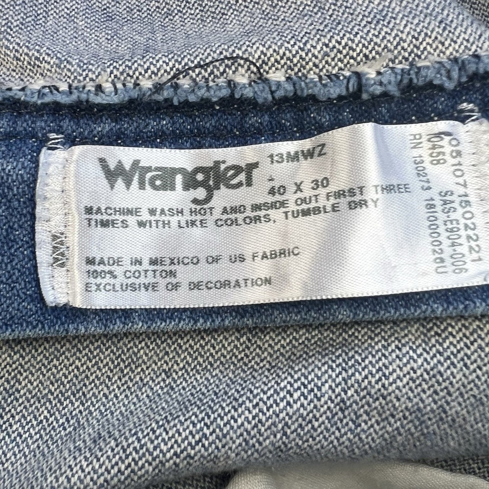 WRANGLER Jean Men Size 40x30 Blue Denim Cowboy Cut High Rise Rodeo 13MWZ Tapered - Picture 5 of 14